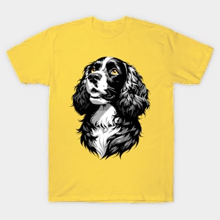 Stunning and Cool Boykin Spaniel Monochrome and Gold Portrait for Father's Day T-Shirt